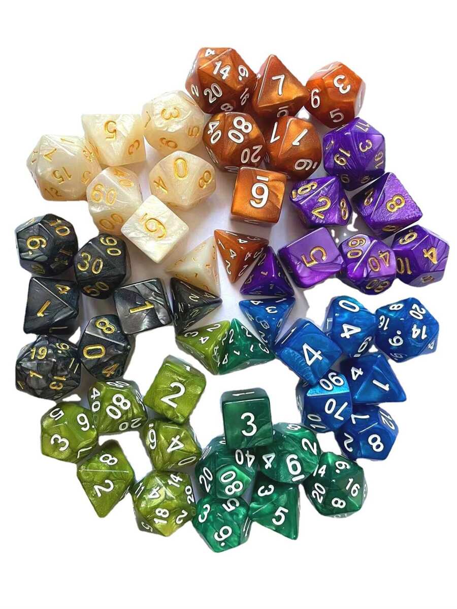 7pcs/set White Acrylic Pearl Pattern Board Game Dice, Perfect For Party Games - White - View 1