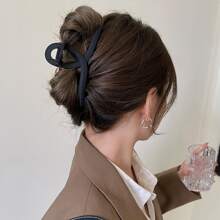 13cm/5.12in女性黑色基本大型髮夾,適合日常休閒和戶外活動,適合女孩和女士,適合馬尾髮型 - 黑色 - 查看 3