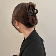 13cm/5.12in女性黑色基本大型髮夾,適合日常休閒和戶外活動,適合女孩和女士,適合馬尾髮型 - 黑色 - 查看 2