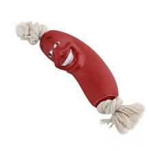 1pc Pet Dog Toy Sausage Shaped Chew Rope, Safe Silicone Puppy Toy - Burgundy - View 6