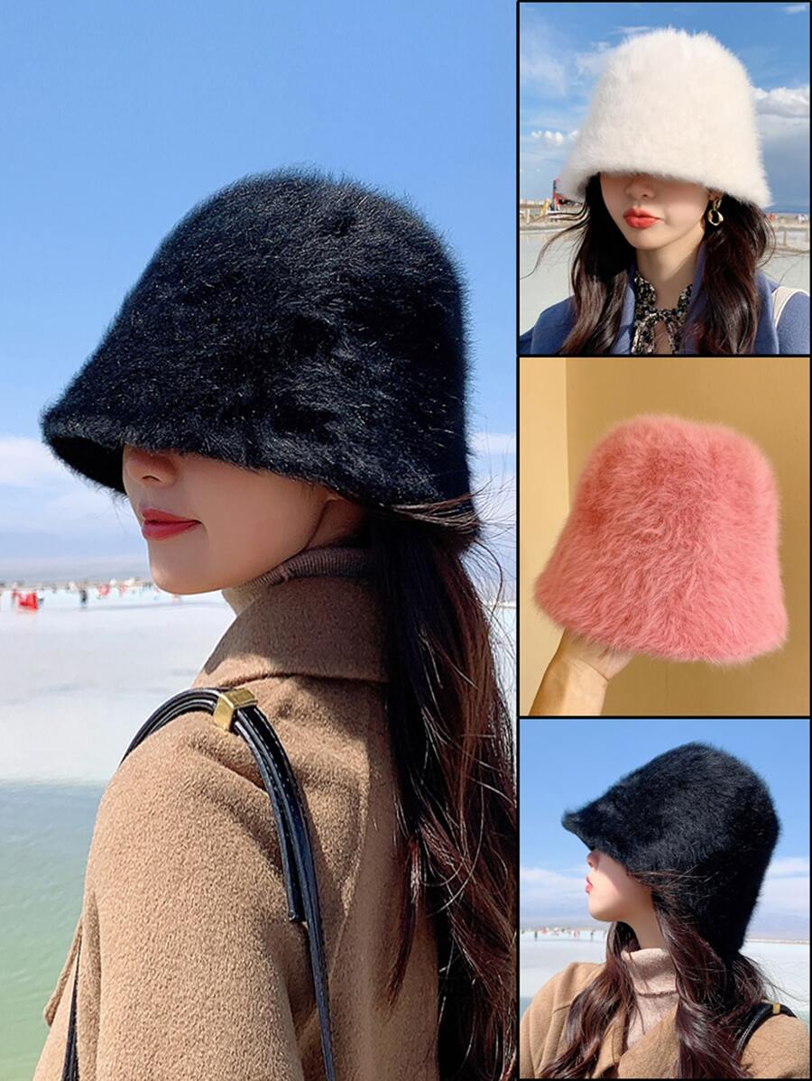 1 pieza Sombrero de invierno para mujer, sombrero resistente al viento y cálido con forro polar para el aire libre - Negro - Ver 1