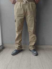 Men Pants - 卡其色 - 查看 1