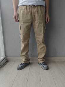 Men Pants - 卡其色 - 查看 2