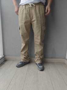 Men Pants - 卡其色 - 查看 5