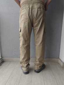 Men Pants - 卡其色 - 查看 4
