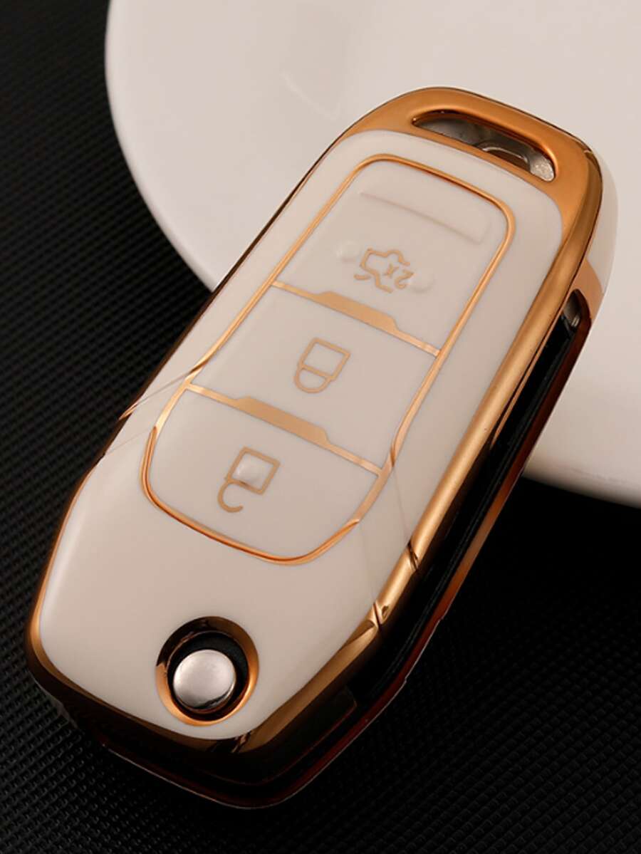 1入組白色汽車鑰匙殼,適用於汽車 - 彩色 - 查看 1