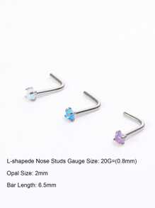 3 cái/bộ Thép không gỉ Hình chữ L Đinh mũi , Thích hợp Đối với phụ nữ Và Nam , Hoàn hảo Đối với Mặc hàng ngày , Các bữa tiệc , Sinh nhật - Bạc - Xem 7