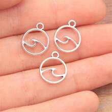 30 Piezas Colgantes De Amuletos De Plata Antigua Hechos A Mano En Forma Redonda De Ondas Oceánicas Para La Fabricación De Joyas Y Aretes Diy