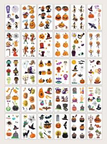 (30 miếng/bộ) Miếng dán hình xăm tạm thời hình mạng nhện bí ngô Halloween chống thấm nước và bền lâu thiết kế cá nhân hóa chân thực dành cho nam nữ - Nhiều màu - Xem 1