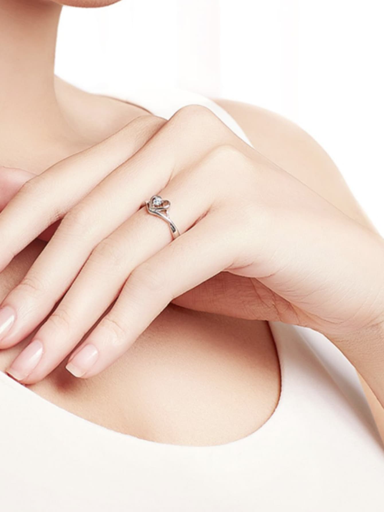 1入組時尚女性圓環帶石頭,偉大適用於日期禮品 - 銀色 - 查看 1