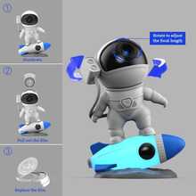 火箭太空人銀河星空投影機和13個電影星空投影機360°旋轉天象儀臥室桌面裝飾臥室氛圍燈太空星空投影儀 - 白色 - 查看 11