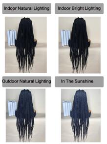 無膠蕾絲假髮無結盒狀編織假髮13*4混合黑棕色36英寸合成假髮蕾絲前假髮帶嬰兒頭髮女式