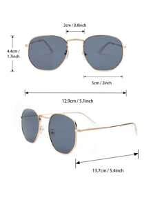 6pcs Men's Metal & Plastic Geometric Frame Fashionable Casual Street Style Glasses, Suitable For Holiday Gifts, Outdoor Vacation Accessories - Bộ ấm trà 6 món màu đen trắng trong suốt - Xem 10