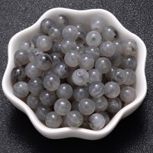 100pcs/Set 8mm Gradient Acrylic Beads Round Cat's Eye Loose Spacer Beads For Jewelry Making Diy Handmade Bracelet Necklace Accessories - Grey - View 19