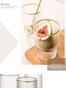 Bộ 1 ấm + 4 cốc cốc xếp chồng sọc sáng tạo màu vàng - Vàng - Xem 4