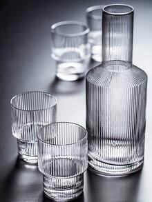 Bộ 1 ấm + 4 cốc cốc xếp chồng sọc sáng tạo màu vàng - Vàng - Xem 7