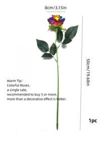 Rosa Arco Iris Artificial Individual - Multicolor - Ver 6