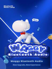 Smart Wireless Speaker With Night Light And Music Sleep Aid Function, Touch Dimming, Dog Pattern Design For Bedroom, Study Room, Control By , Home Use. - White - View 2