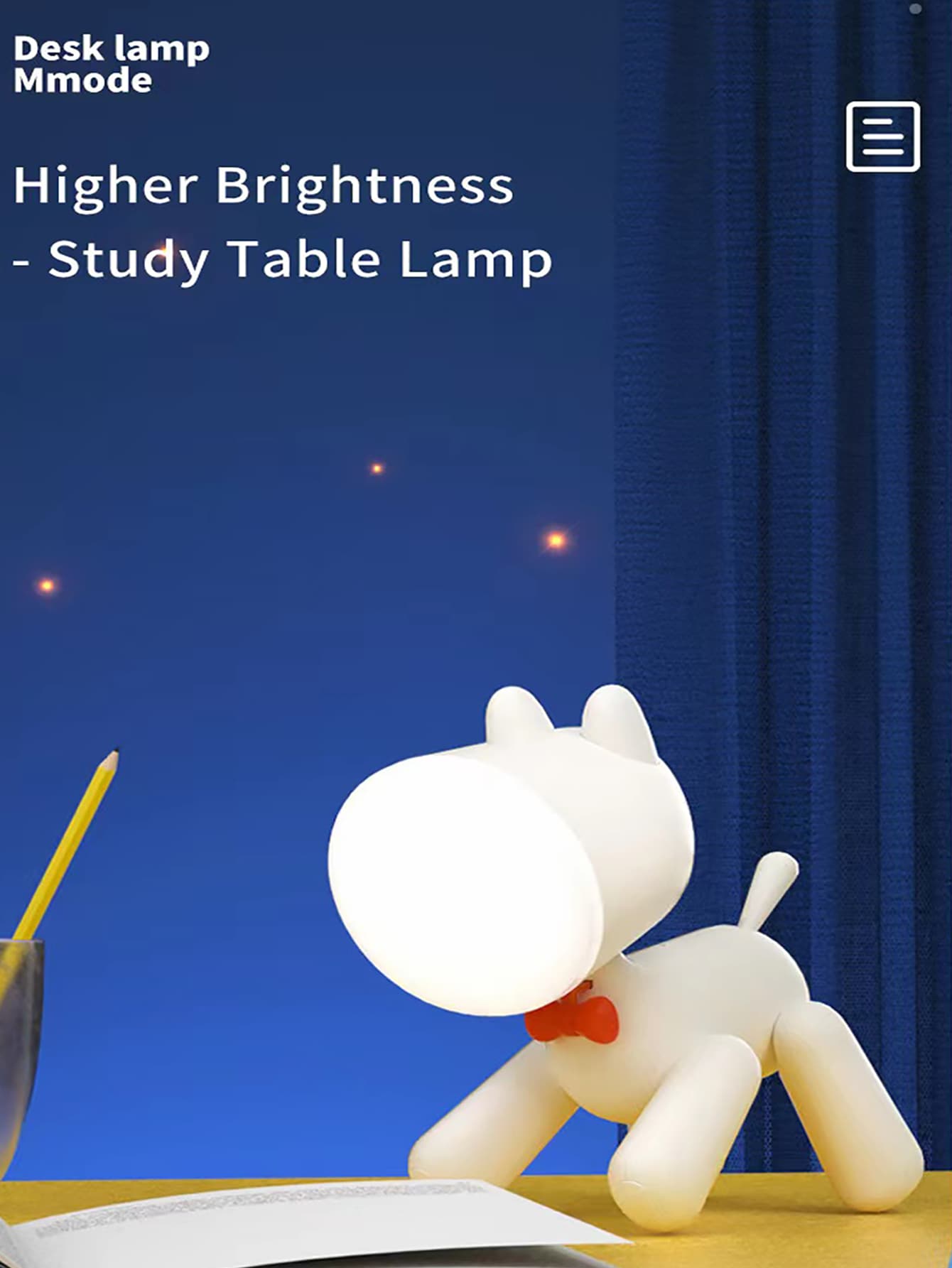 Smart Wireless Speaker With Night Light And Music Sleep Aid Function, Touch Dimming, Dog Pattern Design For Bedroom, Study Room, Control By , Home Use. - White - View 1