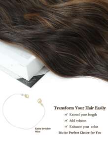 Tóc nối bằng sợi tổng hợp mềm mại, xoăn gợn sóng, nhuộm Balayage, màu nâu đến hạt dẻ, dành cho nữ - Màu nâu Sô-cô-la - Xem 7