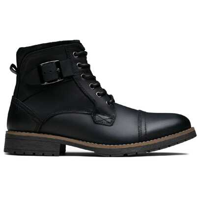 SHOESMALL Leather Cap Toe Casual Boots Chukka Dress Boots Mens Motorcycle Combat Boots