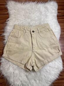 Women Denim Shorts - Màu Khaki - Xem 2