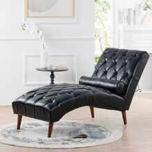 Upholstered Chaise Lounge - Black - View 3