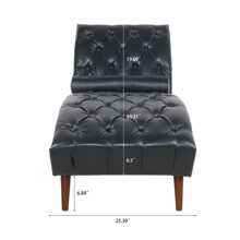 Upholstered Chaise Lounge - Black - View 4