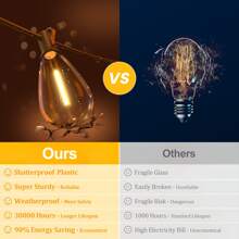 DAYBETTER S14 LED Outdoor String Lights With 24 Edison Vintage Bulbs, Outside Lights For Outdoor Lighting, Waterproof & Shatterproof For Outside - 50英尺 - 查看 7