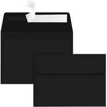 50pcs A7 Envelopes For Invitations, 5x7 Black Envelope, Perfect For Wedding, Baby Shower, Mailing, Birthday Party, With Square Flap - Black - View 1