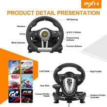 PXN Steering Wheel V3II 180° Gaming Racing Wheel Driving Wheel, with Linear Pedals and Racing Paddles for PC, Switch - 黑色 - 查看 6