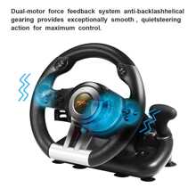 PXN Steering Wheel V3II 180° Gaming Racing Wheel Driving Wheel, with Linear Pedals and Racing Paddles for PC, Switch - 黑色 - 查看 2