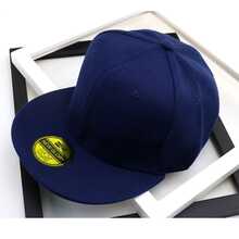 1個可調節純色防曬棒球帽，男士戶外遠足休閒透氣平沿帽 - 藏蓝色 - 查看 3