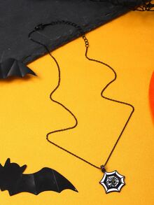 1入萬聖節黑暗靈魂蜘蛛網吊墜項鍊,男女均可在萬聖節派對上佩戴