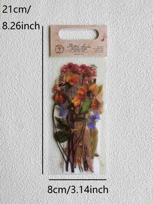 1pack 20pcs Pet Plant Stickers & Vintage Dry Flower Decorative Materials For Diy Collage & Scrapbooking - Multicolor - View 5