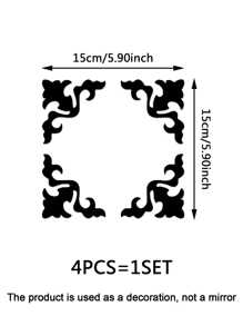 4入組塑料鏡子牆貼復古設計家居裝飾鏡 - 黑色 - 查看 3