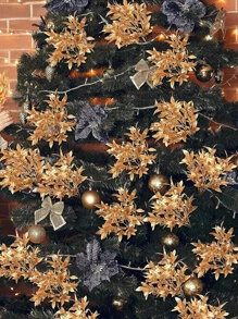 1個人工秋季金色葉子聖誕裝飾品,非常適用於裝飾花盆、花瓶、花園、婚禮和聖誕節裝飾 - 金色 - 查看 9