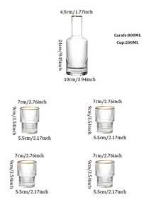 Bộ 1 ấm + 4 cốc cốc xếp chồng sọc sáng tạo màu vàng - Vàng - Xem 1