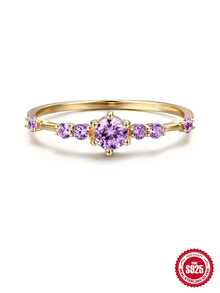 1 PC s925 Sterling Silver Geometric Ring For Woman Wedding Jewelry Fine Rings - Gold Size 6 - View 4