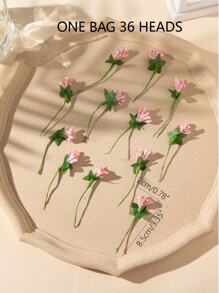 3/6 Bunches Pink Flower Bud Faux Pearl Foam Fruit Small Bouquet, Gift Box Accessories With Flower Leaves Heart, DIY Wreath Materials, Vase Desk Decor Accessories Gifts Birthday Graduation