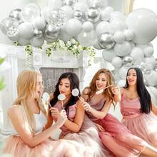 103pcs 5/10/12/18 Inch White & Silver Confetti Latex Balloon Arch Garland Kit For Gift, Birthday, Engagement, Wedding Party Decor, Back To School Valentine Day