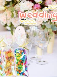 100 Piezas Bolsas De Celofán Para Golosinas, Bolsas De Golosinas Iridiscentes Holográficas, Bolsas De Celofán Transparentes Con Corbatas Giratorias Para Favores De Fiesta De Cumpleaños, San Valentín, Pascua, Bodas, Galletas Y Empaques De Dulces - Blanco - Ver 5