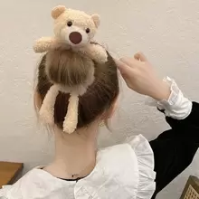 Phim hoạt hình dễ thương Sang trọng Gấu Dây buộc tóc Đối với Cao Tóc đuôi gà Bun - Vô cùng , Đáng yêu Và Đáng yêu - màu nâu - Xem 1