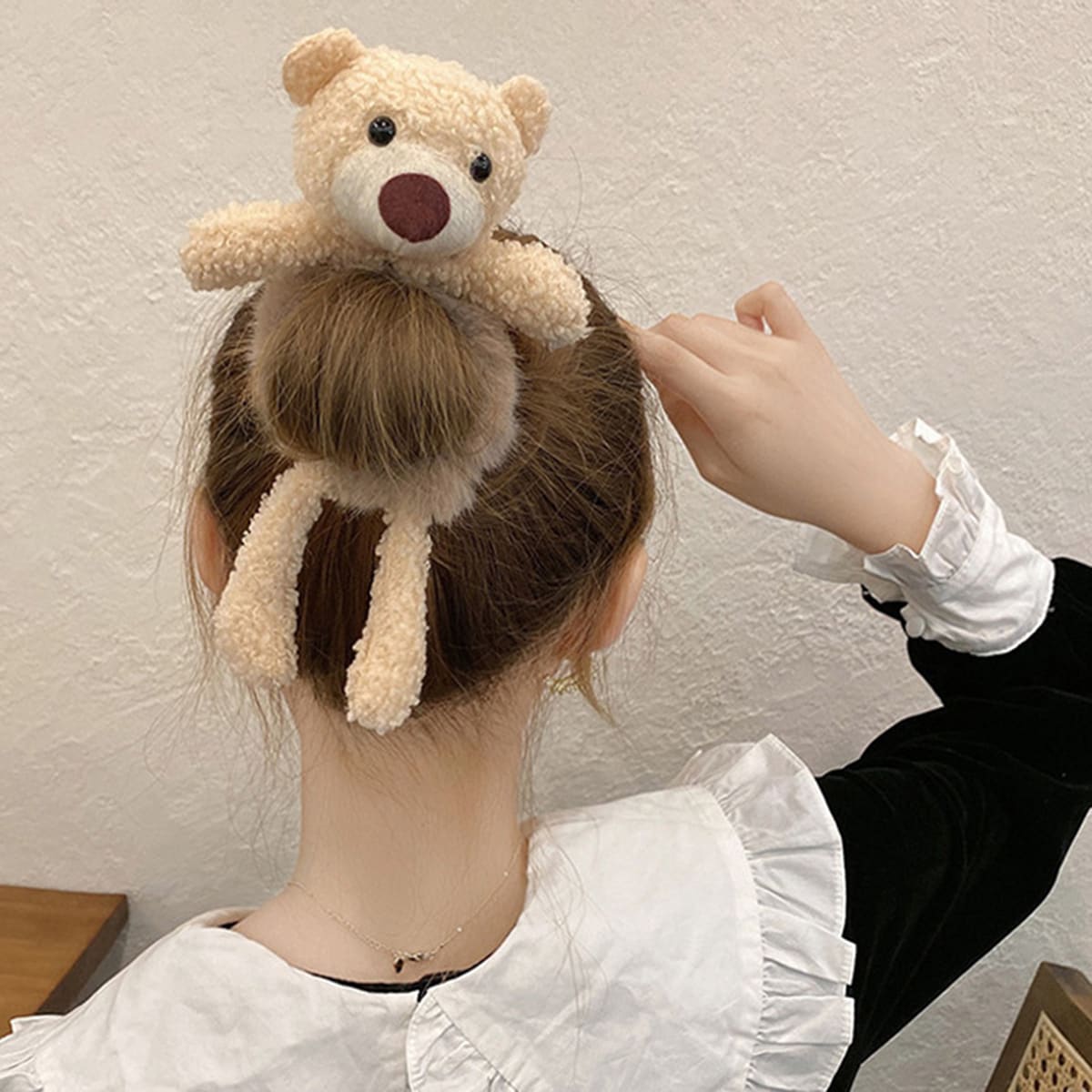 Phim hoạt hình dễ thương Sang trọng Gấu Dây buộc tóc Đối với Cao Tóc đuôi gà Bun - Vô cùng , Đáng yêu Và Đáng yêu - màu nâu - Xem 1