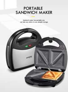 Yabano Sandwich Maker, Waffle Maker, Toaster And Electric Panini Press Grill With Non-Stick Coating Plate, Easy To Clean, Heating Up Fast, Black - 黑色 - 查看 5