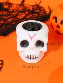1pc Halloween Party Stress Relief Toy, Skull Shaped Squishy - Multicolor - View 3