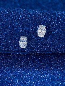 1對獨特的真925純銀立體椭圆形立體耳針耳環,優雅女性首飾,生日派對聖誕節婚禮訂婚最佳禮物