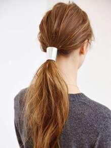 DIYPLUS 1 pieza Sujetador de cola de caballo de metal, accesorio para el cabello de aleación, para mujer, para la calle, la escuela, diadema dorada, accesorios para el cabello, ligas para el cabello, coleteros - Plateado - Ver 2