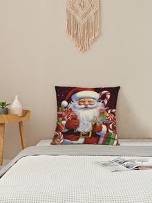1pc Christmas-themed Digital Print Pillowcase - colourful - View 4