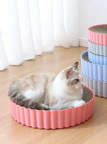 耐用圓形紙板抓扒工具床貓玩具,大尺寸帶,劍麻,波紋紙板 - 粉色 - 查看 3